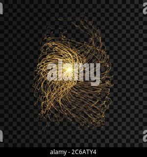 Array with dynamic particles. 3d futuristic technology style. Abstract background. Vector illustration. Stock Vector