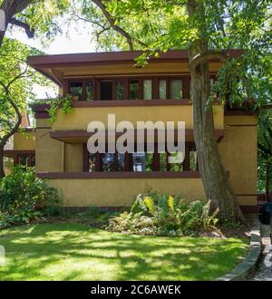 Mrs. Thomas H. Gale House (1909), designed by Frank Lloyd Wright, Oak Park, Chicago, Illinois, USA Stock Photo