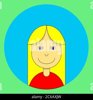 Blonde girl with long hair in a shirt avatar Stock Vector