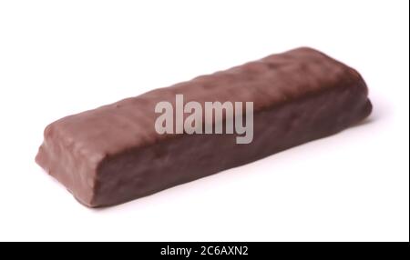 Unwrapped chocolate bar isolated on white Stock Photo