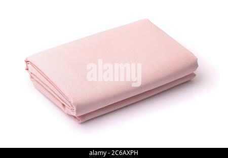 Folded cotton bedding sheets isolated on white Stock Photo
