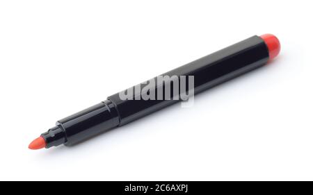 Open red felt tip pen isolated on white Stock Photo