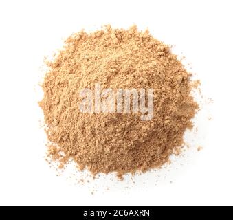 Top view of ground dry ginger powder isolated on white Stock Photo