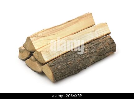 Pile of firewood isolated on white Stock Photo
