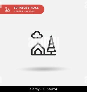 Camping Tent Simple vector icon. Illustration symbol design template for web mobile UI element. Perfect color modern pictogram on editable stroke. Cam Stock Vector
