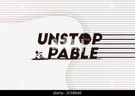 Unstoppable. Vector illustration of abstract football background with grunge soccer ball print and running fast football player for your design Stock Vector
