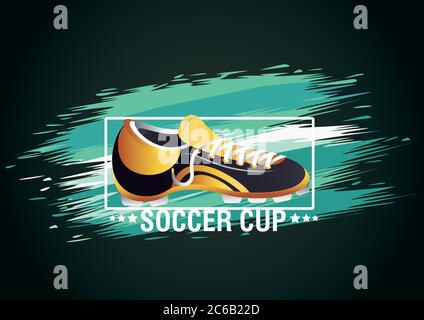 football soccer sport poster with special shoe vector illustration design Stock Vector