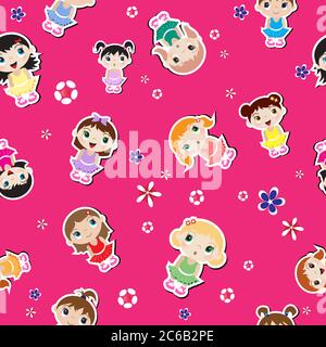 Baby ballerina seamless background with flowers. EPS10 vector format. Stock Vector