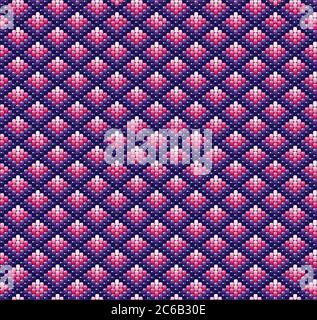 A vector illustration of beadwork in shades of pink and purple. Ethnic design. Stock Vector
