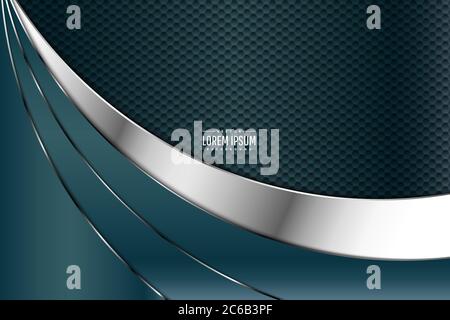 Metallic background.Green and silver with carbon fiber texture. Metal technology concept. Stock Vector