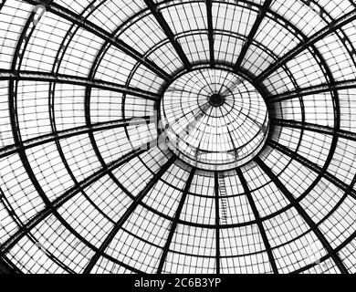 Miland, Italy: April 14. 2017 - Glass dome of Galleria Vittorio Emanuele II shopping gallery. Milan, Italy Stock Photo
