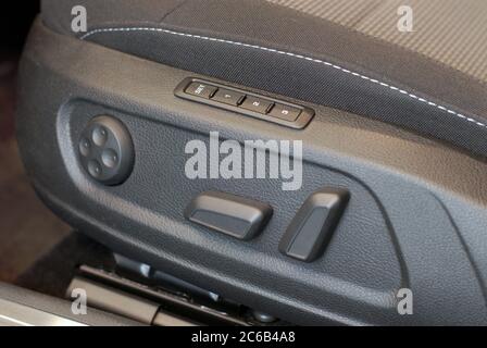 car detail interior, car seat with electric control Stock Photo