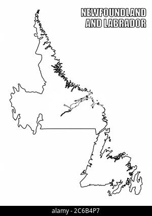 Newfoundland and Labrador Canada Map Black Silhouette. NL, Canadian ...