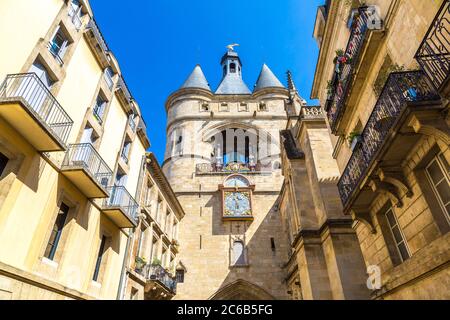 Grosse Closhe Bell tower gate in Bordeaux in a beautiful summer day, France Stock Photo