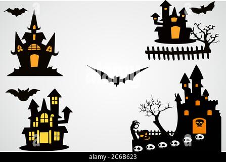 Halloween Castle Set. For halloween celebration. VECTOR Stock Vector