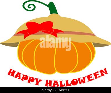 Halloween pumpkin with hat. Happy Halloween. Vector. Stock Vector