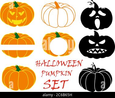 Set of halloween pumpkins. VECTOR Stock Vector