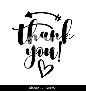 Thank You handwritten lettering. Hand drawn typography.  Good for scrap booking, posters, greeting cards, banners, textiles, gifts, T-shirts, mugs or Stock Vector
