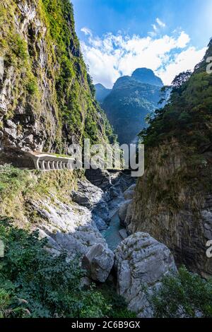 Road carved in the rocks, Taroko Gorge, Taroko National Park, Hualien county, Taiwan, Asia Stock Photo