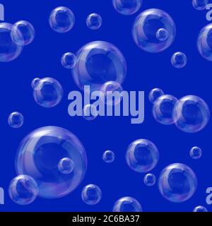 Soap bubbles seamless background on blue. EPS10 vector format. Stock Vector