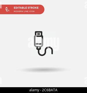 Cable Simple vector icon. Illustration symbol design template for web mobile UI element. Perfect color modern pictogram on editable stroke. Cable icons for your business project Stock Vector