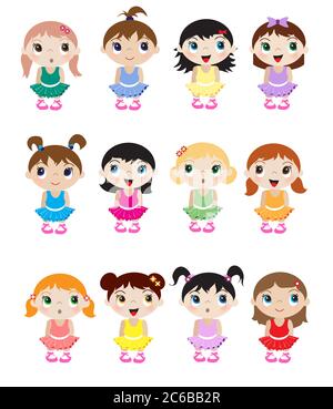 A set of cute little baby ballerina mascots. EPS10 vector format. Stock Vector