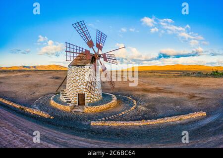 Molino de Tefia, traditional windmill in Tefia, Fuerteventura, Canary Islands, Spain, Atlantic, Europe Stock Photo