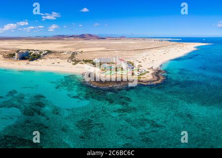 Parque Natural de Corralejo, beach and resort near Corralejo, Fuerteventura, Canary Islands, Spain, Atlantic, Europe Stock Photo