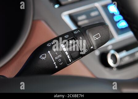 windshield wiper switch, Car Wipers Control Closeup, Cars Interiors detail Stock Photo