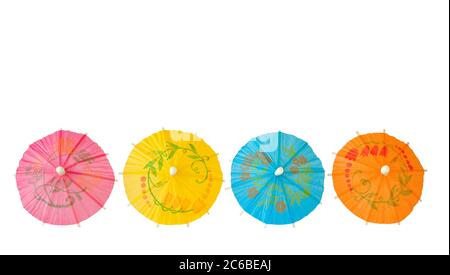 Multicolored Cocktail Umbrellas,isolated on white background Stock Photo