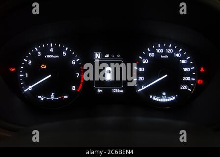 illuminated instrument panel with the passenger car Stock Photo - Alamy