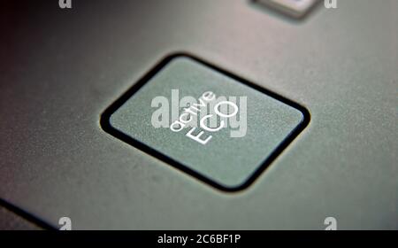 Eco button on the control panel of car Stock Photo