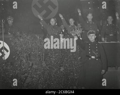 Rally in the Sportpalast Berlin Heinrich Hoffmann Photographs 1934 Adolf Hitler's official photographer, and a Nazi politician and publisher, who was a member of Hitler's intimate circle. Stock Photo