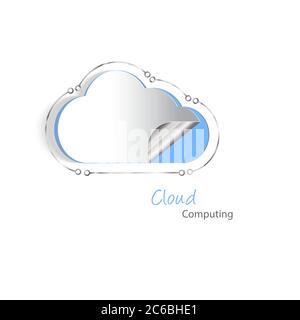 Paper cutouts of a cloud with a silver lining. Cloud hosting and never losing date concept. EPS10 vector format Stock Vector