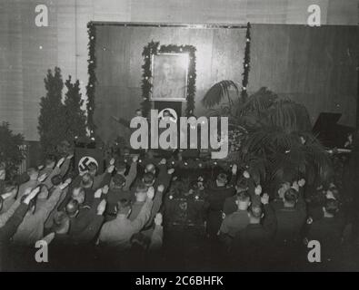 -Rosenberg speaks Heinrich Hoffmann Photographs 1934 Adolf Hitler's official photographer, and a Nazi politician and publisher, who was a member of Hitler's intimate circle. Stock Photo