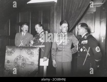 On the occasion of the wedding of Prof. Dr. Karl Brandt, Hitler, Goering, Sepp Dietrich Heinrich Hoffmann Photographs 1934 Adolf Hitler's official photographer, and a Nazi politician and publisher, who was a member of Hitler's intimate circle. Stock Photo