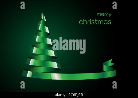 Stylized Christmas tree created from a spiral of satin ribbon. Space for your text. EPS10 vector format Stock Vector