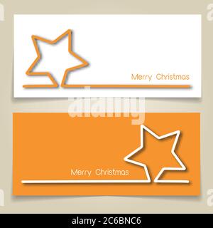 Christmas banners in gold and white, with simple continuous line and drop shadow  creating a Christmas star. EPS10 vector format Stock Vector
