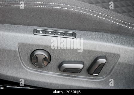 Car detail interior, car seat with electric control Stock Photo