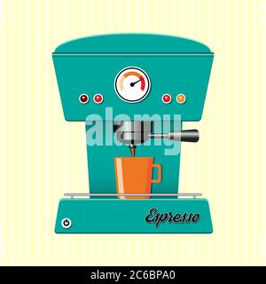 Retro style coffee maker on candy-stripe background. EPS10 vector format Stock Vector