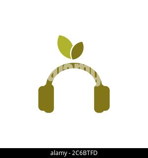 headphone eco vector design template illustration Stock Vector
