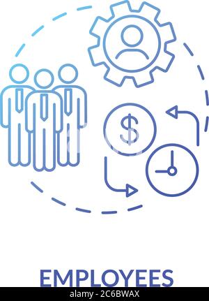 Employees concept icon. Corporation members. Office workers. Business management. Employment law. Subordinates idea thin line illustration. Vector iso Stock Vector