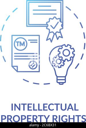 Intellectual property rights concept icon. Invention patent. Company trademark. Copyrights protection idea thin line illustration. Vector isolated out Stock Vector
