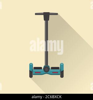 Flat style self-balancing scooter icon with long shadow Stock Vector