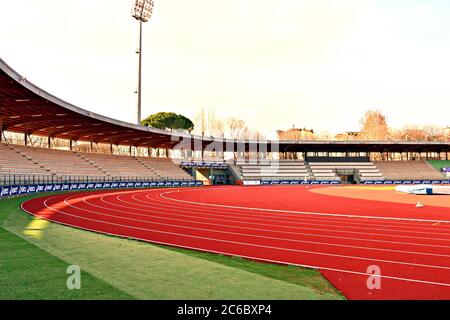 view of the Asics Firenze Marathon Stadium athletics stadium dedicated to Luigi Ridolfi in the city of Florence in Tuscany in Italy Stock Photo