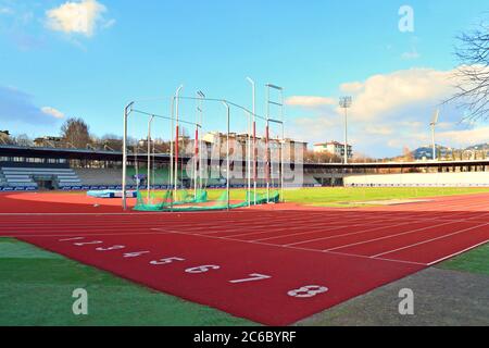 view of the Asics Firenze Marathon Stadium athletics stadium dedicated to Luigi Ridolfi in the city of Florence in Tuscany in Italy Stock Photo