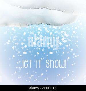 Watercolour snow cloud with snowflakes and the slogan 'Let it Snow'. EPS10 vector format. Stock Vector