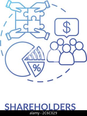 Shareholders concept icon. Corporation members, crowdfunding. Investing money in business. Stockholders idea thin line illustration. Vector isolated o Stock Vector