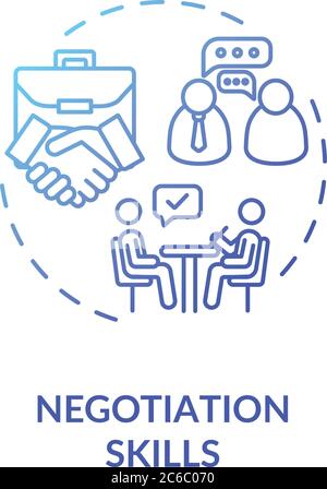Negotiations skills concept icon. Business partnership. Successful cooperation. Businessmen communication idea thin line illustration. Vector isolated Stock Vector