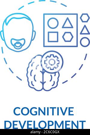 Children cognitive development concept icon. Early childhood and baby growth. Kindergarten.Toddlers thinking skills idea thin line illustration. Vecto Stock Vector